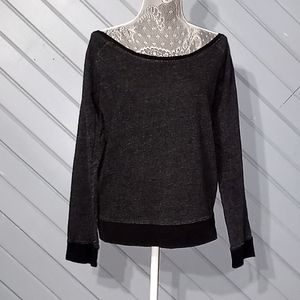 Pact Organic boat neck off shoulder charcoal grey sweatshirt